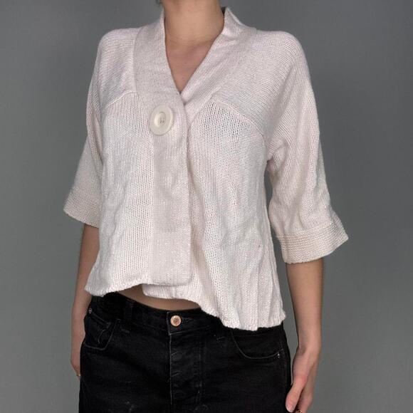 Cream knitted big button cardigan - size medium from express - Picture 2 of 8